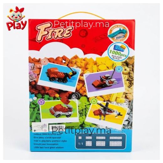 Jeu de Construction FIRE 1000 Pièces Multicolores – Blocs à Assembler pour Créer Véhicules et Modèles Variés