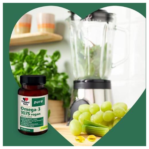 Doppelherz Pure Omega-3 1075 Vegan- Huile d’algues + huile de lin- 80 Gélules - image 2