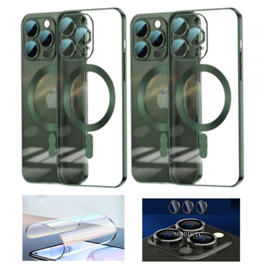 2 pochette pour iPhone 14 pro Max crystal belle Coque Souple Haut Qualité Vert et Vert Incassable Ciramique iphone 14 pro Max et Lens camera Noir