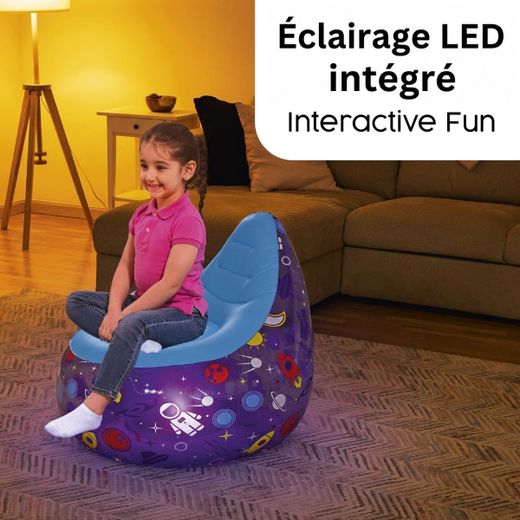 Bestway Fauteuil Gonflable Astro Glow pour Enfant avec LED Violette - Chaise Design Cosmique 72*72*64 cm - image 4