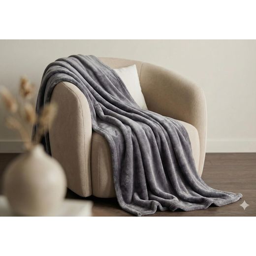 Generic Plaid Polaire Gris 220x240cm Extra Doux Chaleureux Polyester