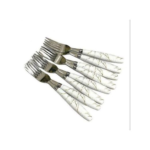 Generic Pack 6 fourchettes de table en inoxydable avec poignée en marbre - image 2