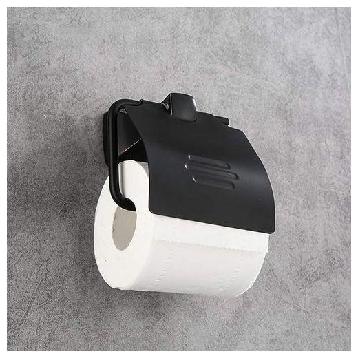 Generic Support de toilette hygiénique noir, porte papier toilette Noir antirouille avec couvecle - image 2