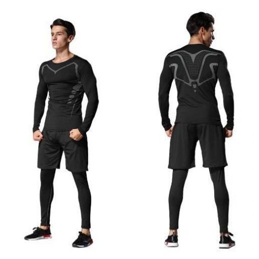 Generic Survêtement de sport pour hommes, Tenu à manches longues + Collant pantalon - image 3