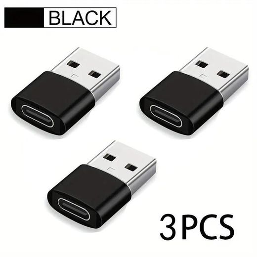 Generic مجموعة من 3 محولات USB إلى USB C، USB C انثى إلى USB ذكر لشحن فائق السرعة ومحول OTG متوافق مع iPhone 15/14/13/12 P