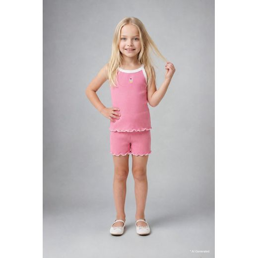 Defacto Ensemble débardeur et Short fleuri pour bébé fille - image 2