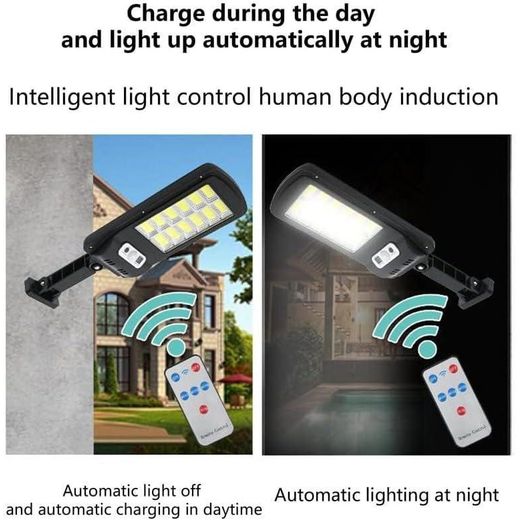 Generic Lampes solaires d'extérieur, Haute Puissance, projecteur rue, led, Lampadaire 3 Modes Étanche, avec télécommande, Solaire Lumières Avec Détecteur De Mouvement avec éclairage du crépuscule - image 2