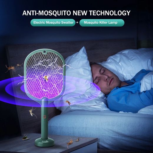 Generic Raquette anti-mouches électrique 2 en 1, avec lumière Uv, Rechargeable par Usb, lampe Led, piège à moustiques, pour l'été
