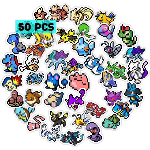 Generic Autocollants de jeu vidéo rétro Pounchi (50 pièces grande taille) Autocollants esthétiques en vinyl