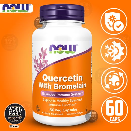Now Foods Quercétine avec Bromélaïne,Système Immunitaire Équilibré.60 caps+Sticker cadeau