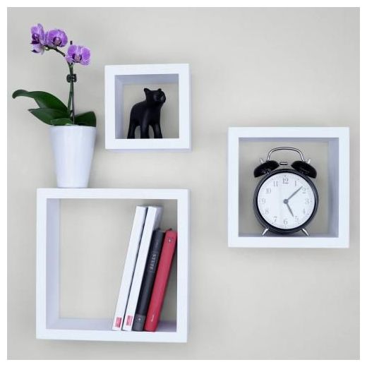 Generic 3 étagère Cube Muraux Carrée Haute Qualité ( MDF BLANC )