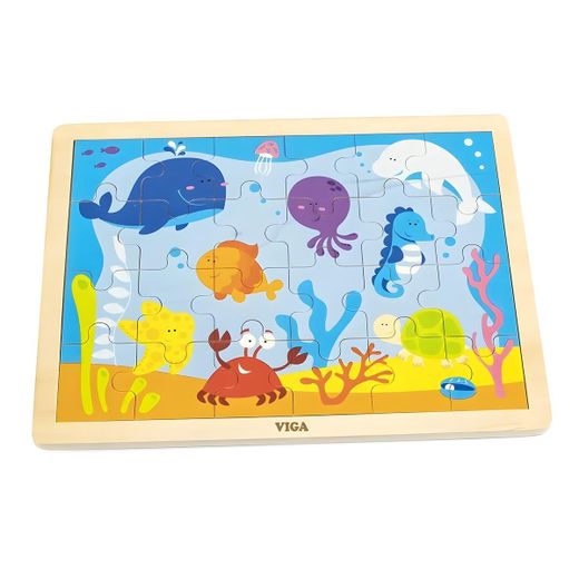 Puzzle en Bois - 24 Pièces Thème Océan - Éducatif pour Enfants 24 Mois et Plus - Multicolore