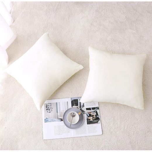 Generic Coussins Décoratifs en Velours Blanc avec Inserts – Pack de 2 Housses 45x45 cm, Blanc, Doux pour Canapé, Chambre, Salon - image 4