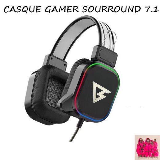 GLINT THUNDER Casque Gaming Pro Surround 7.1 Design Carré Unique, Confort Pro & Éclairage RGB +Sticker