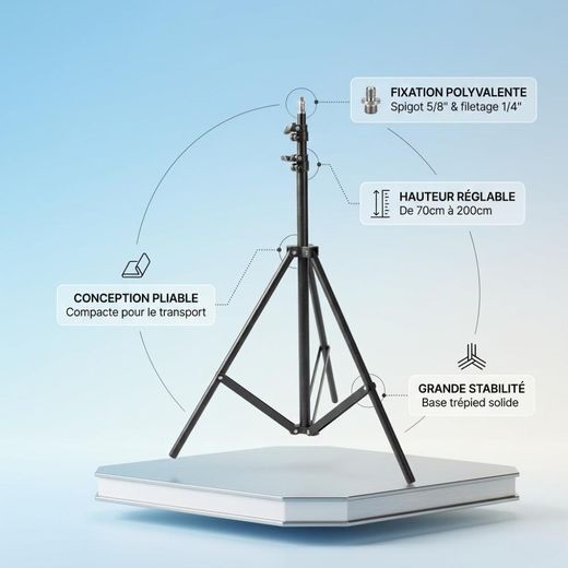 Generic Trepied Photo Studio 160 cm Robuste et Stable - image 2