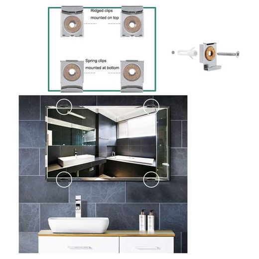 Generic 12 Pinces de Miroir sans Cadre pour Salle de Bain en Verre Fixation Murale - image 2