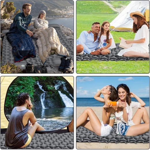 Generic Matelas Gonflable Ultra Léger avec Oreiller pour Camping et Voyage - image 3