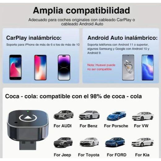 Generic Adaptateur 2-en-1 sans fil Carplay & Android Auto - Convertisseur Dongle Carplay Plug and Play, Connexion automatique rapide, Pas de délai, Iphone & Android avec port USB/USB-C, Carplay sans fil pour Android,  Accessoire de voiture moderne - image 2