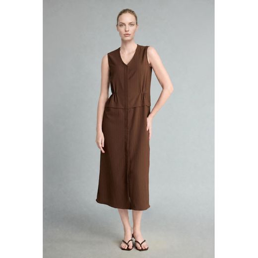 Defacto Robe midi sans manches à col V avec texture gaufrée - image 2