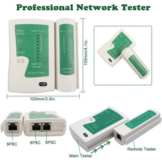 Generic Testeur de câble réseau RJ-45 et RJ-11 à LED (testeur LAN) - image 3