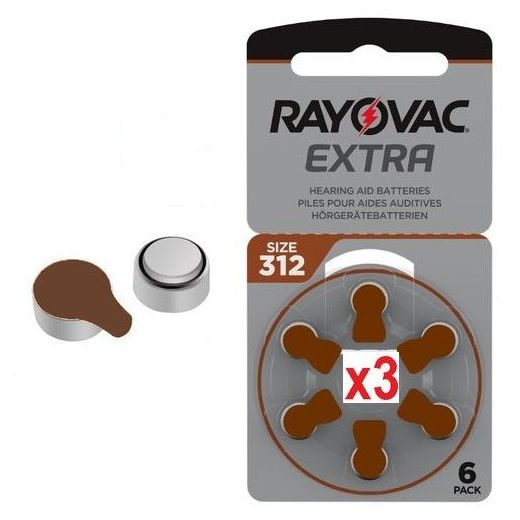 Rayovac 18 Batteries Extra Hearing Aid pour Aide Auditive 1.45v Size 312 PR41 //18 Piles - image 2