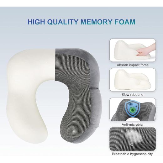 Generic Coussin de voyage en mousse à mémoire de forme en forme de U pour un confort optimal – Idéal pour la voiture et l'avion - image 2