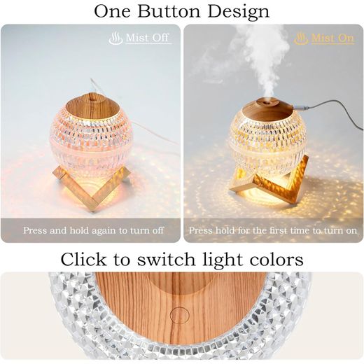 Generic Humidificateur à boule de cristal, mini diffuseur portable, veilleuse colorée Diffuseur d’Huiles Essentielles et Brume Ultrasonique - image 2