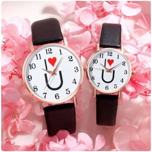 Generic 2 x Montre I LOVE YOU pour Couple en cuir, romantique, tendance, luxe, amour (Sans Boîte) - image 2