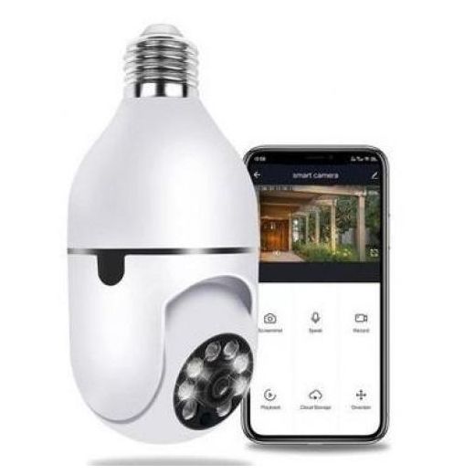 Generic مصباح أمان مزود بكاميرا لاسلكية تعمل بالواي فاي، بدقة 1080 بكسل، ورؤية 360 درجة - image 2