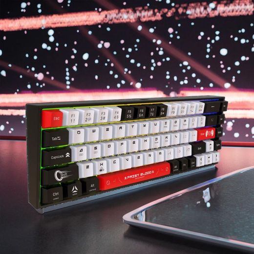 Jedel Mini Clavier mécanique rétroéclairé RGB filaire à 68 touches, interrupteur bleu, USB, nouvelle compatibilité du système britannique pour Windows/MAC en plastique - image 2