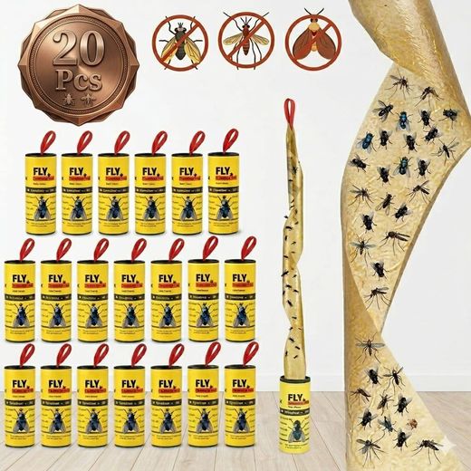 Generic Piège à Mouches Gluant Efficace  Ruban Attrape-Mouches + Insectes Volants (Pack de 20 Pcs) - image 3
