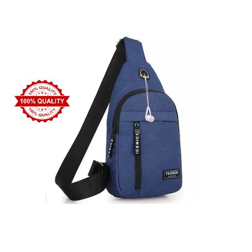 Fashion Sac Anti-Vol de poitrine bleu pour homme et femme Sac à bandoulière