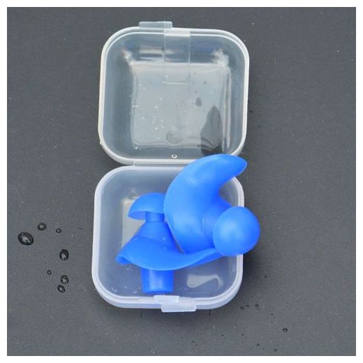 Generic Bouchons d'oreille en silicone de natation professionnel pour adulte - Bleu - image 3