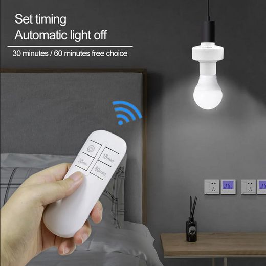 Generic Douille Lampe sans Fil Ampoule à Télécommande Support Adaptateur Smart Lampe intelligente E27 - image 2