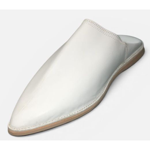 Generic Babouche Traditionnelle Homme en Cuir Véritable - Blanc