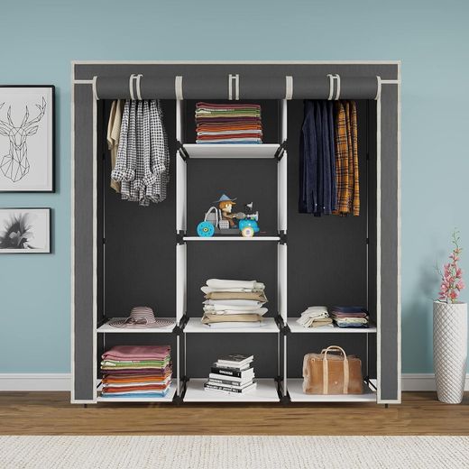 Generic Armoire de Rangement Portable 3 Portes en Tissu Non-tissé avec Structure Métallique – Design Élégant & Grande Capacité - image 2