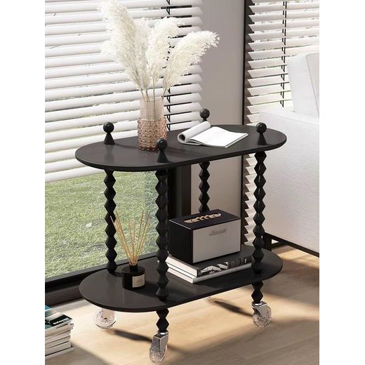 Generic Table Roulante à Deux Niveaux avec Design Élégant – Table d’Ombre Noir avec Roues Transparentes, pour Salon, Chambre ou Bureau - image 4