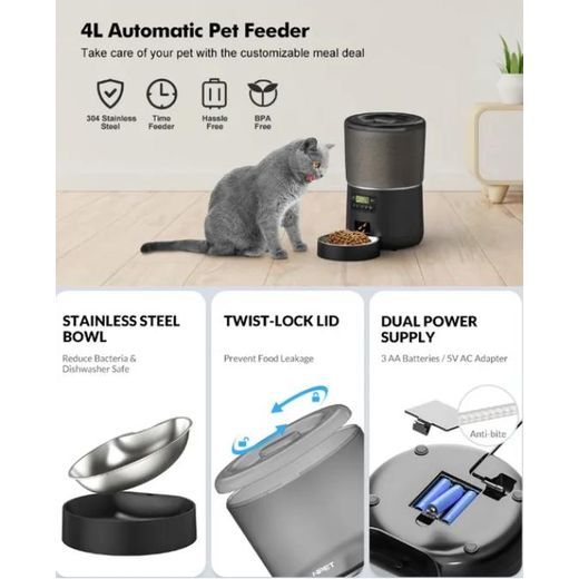 Generic Distributeur Automatique de Nourriture Wi-Fi 4L pour Chat et Chien – Programmable avec Contrôle à Distance - image 4