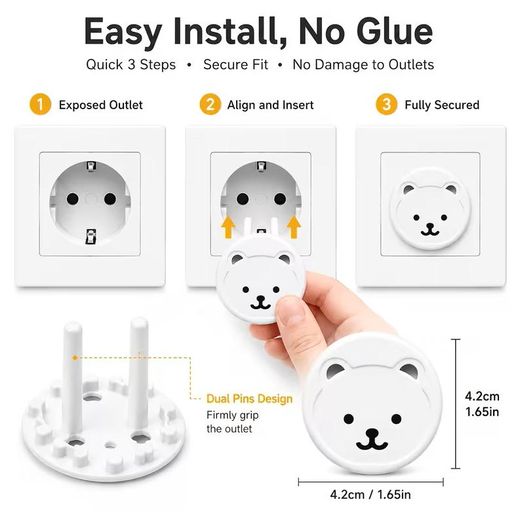 Generic pack de 10 Cache-Prises Sécurité Bébé (Pack Lot) – Design Ourson Mignon, Protection Anti-Électrocution pour Enfants - image 3
