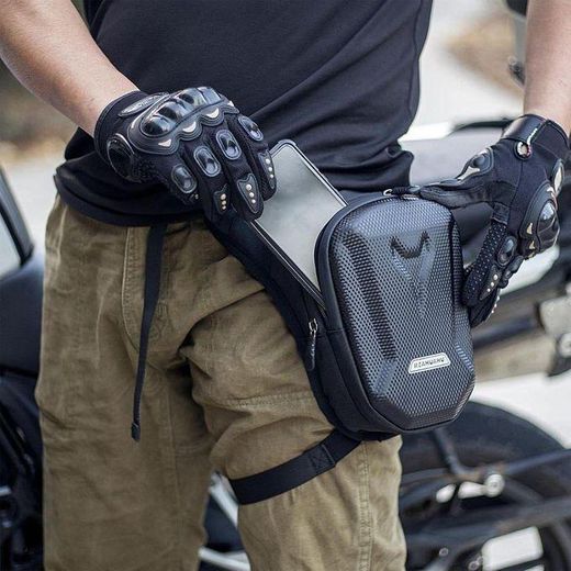 Generic Sacoche de Cuisse Moto Noire – RZAHUAHU Carbon Style - image 4