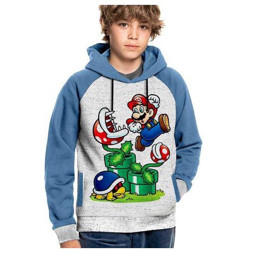 BENYAHYA STORE Capuchon Hoodie Jeux Video Super Mario Enfant 6 à 14 ans Anime Capuche Tshirt Sweatshirt art Gaming