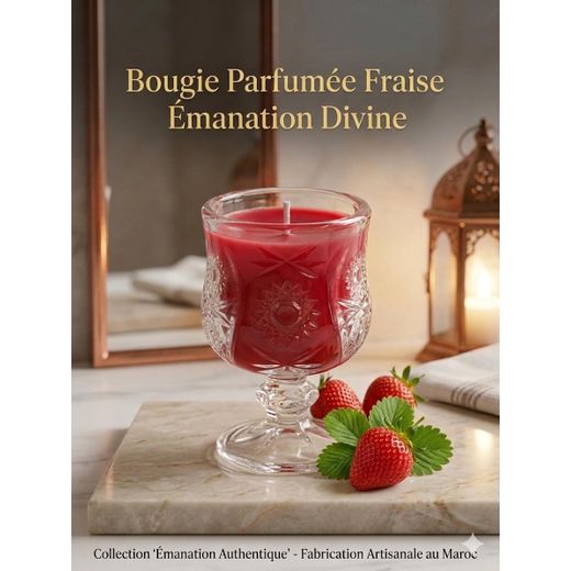 Generic Mini Bougie "Fraise Délicate" – Design Artisanal Lotus – 6,5 x 4 cm - image 2