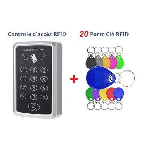 Generic Digicode, Clavier de contrôle d'accès RFID 125KHz Avec 20 Tags RFID, lecteur de carte EM