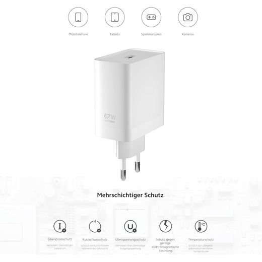 Oppo Chargeur 67W SUPERVOOC Chargeur Rapide Alimentation USB C Sans Câble de Charge  pour Find X6 X6 Pro X5 X5 Pro X3 X3 Lite X2 X2 Pro Find N2 N3 Reno 10 9 8 A94 A54 A53 A96 - image 2