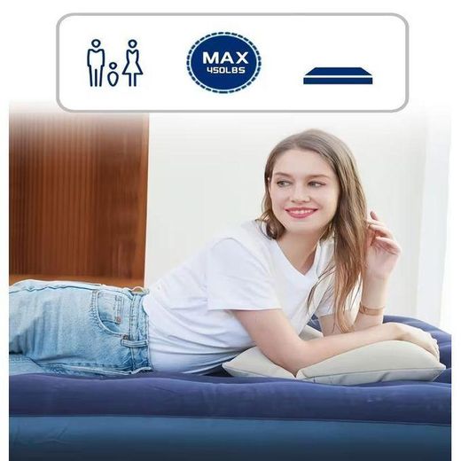 Generic Lit Gonflable,Matelas Gonflable 1 Place à Gonflage Rapide,Portable pour Camping, Voyage, Maison et Extérieur - image 3