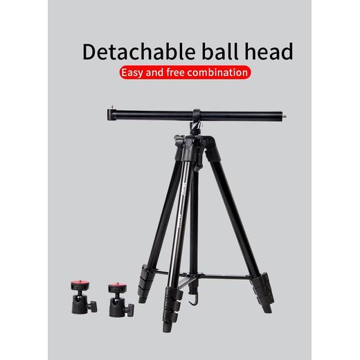 Jmary Trepied professionnel en Aluminium pour L'appareil photo et téléphone portable, support de téléphone portable pour smartphone, appareil photo reflex numérique,avec bras extensible pour enregistrement vidéo horizontal 1330mm Tripod KP-2207 - image 3