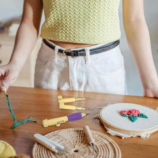 Generic Kit de Broderie à Poinçon – Stylo de Poinçonnage Réglable pour Vêtements, Coussins et Nappes - image 3