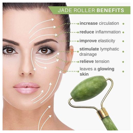 Generic Jade Roller - Face Massager Tool, Soins Visage Cou Corps - image 3