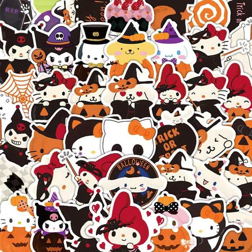 Generic Stickers Halloween Sanrio Kitty Kuromi Melody Kawai Cute Cartoon Anime 30Pcs