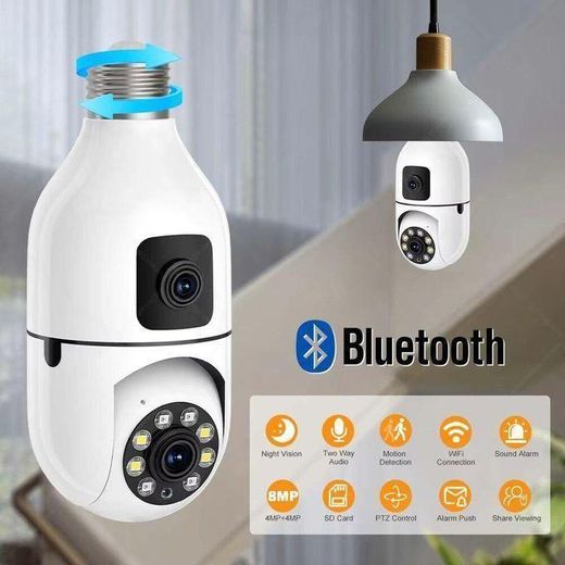 Generic Caméra WiFi Bulb à double objectif, protection de sécurité sans fil, caméra à suivi automatique, caméras de surveillance WiFi - image 2